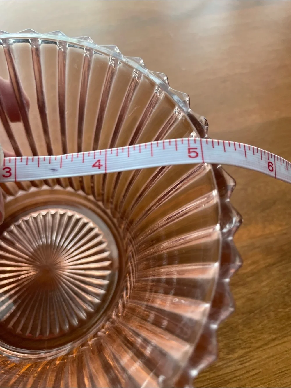 Pink Glass Dessert Bowl - Elegant Ribbed Design